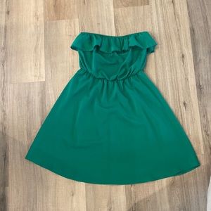 Emerald Green Open Back Strapless Mini Dress